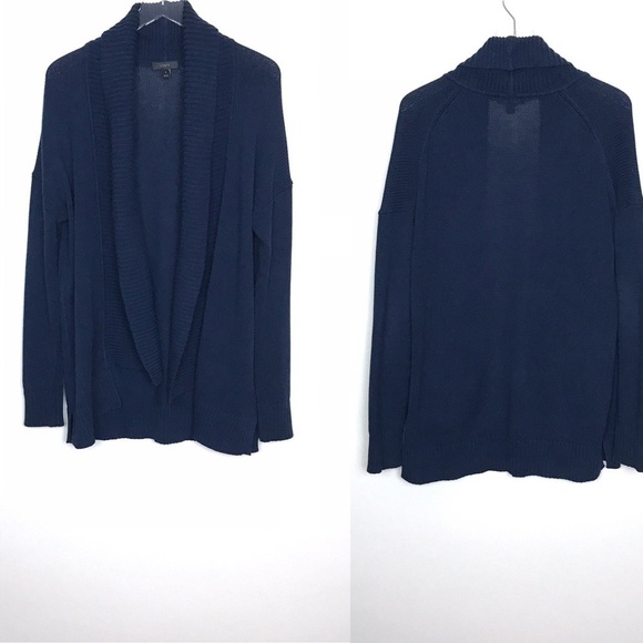 J. Crew Navy Shawl Ribbed Cotton Cardigan Size S - Picture 3 of 8